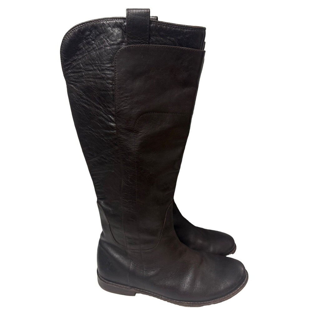 Frye Paige Tall Equestrian Leather Riding Calf Boots Brown Rodeo Western 10 B